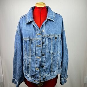 Universal Thread Womens XXL Medium Wash Denim Trucker Jacket Blue Cotton Lyocell